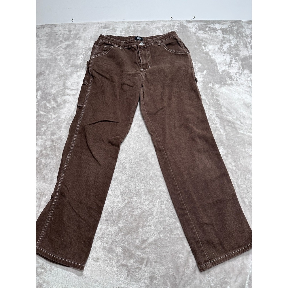 Simple Society Brown Denim Carpenter Pants Women Size5/27 Utility Straight Leg